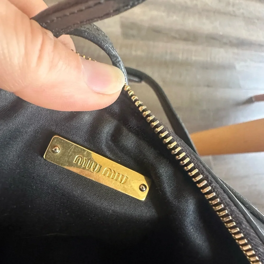 Miu Miu Black Matelassé Leather Crossbody Bag Gold Hardware